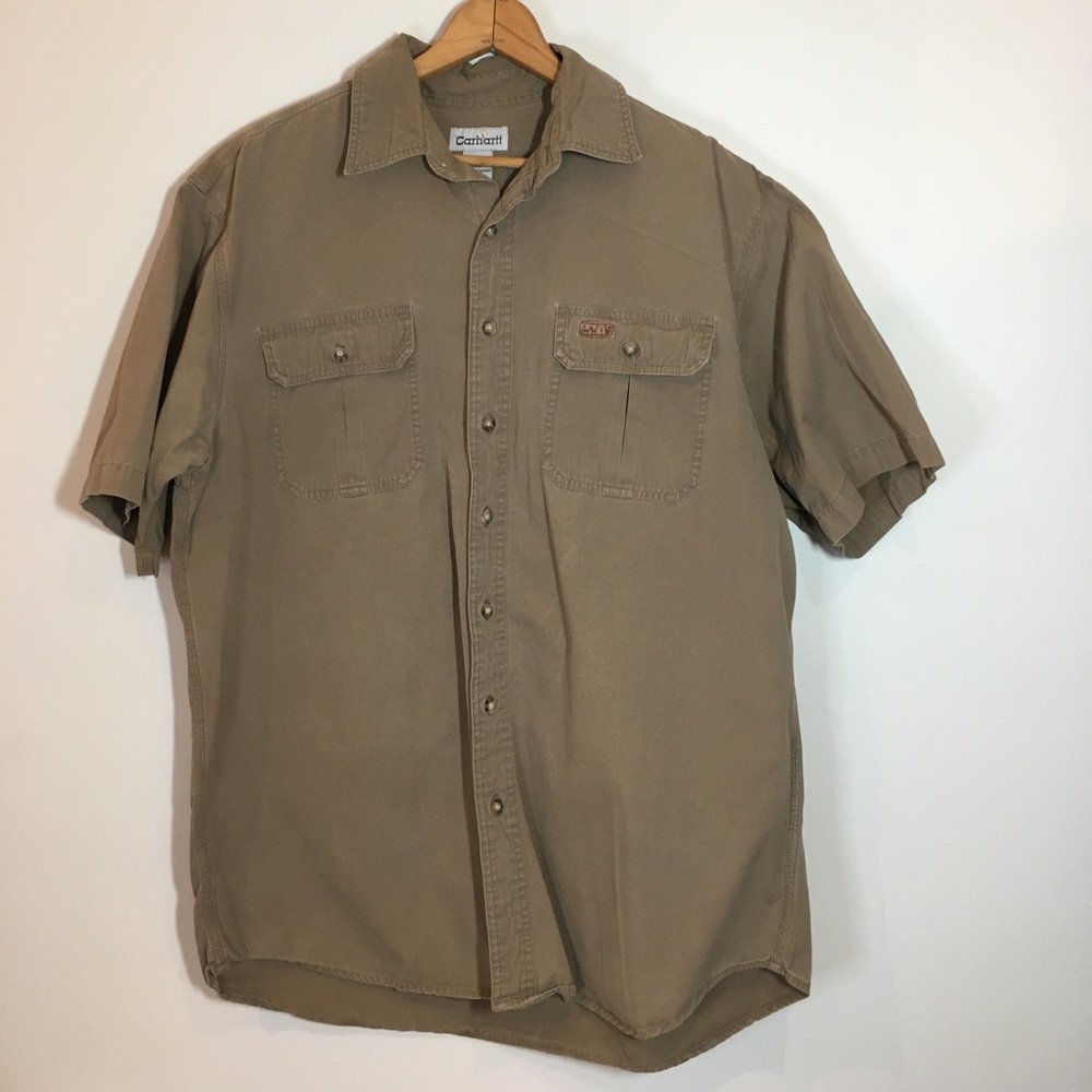 Carhartt brown Mens casual button down shirt size large tall great condition - Picture 1 of 3
